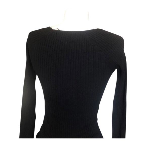 L Space Camryn Top Black Ribbed Sweater Long Sleeve Women's Size Extra Small NWT - Picture 5 of 16